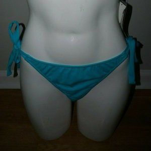 De La Mer Teal Scrunchie Back Tie Side Bikini Pant size L is NWT